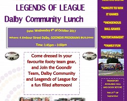 LEGENDS OF LEAGUE Dalby Community Lunch